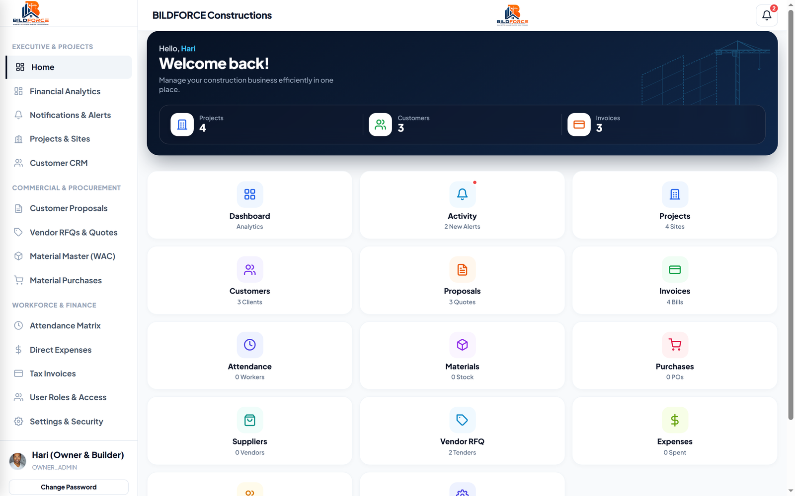 Bildforce Real Desktop Construction Dashboard